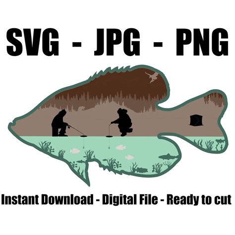Layered Crappie Ice Fishing Cut File Layered Crappie Ice Fishing Svg