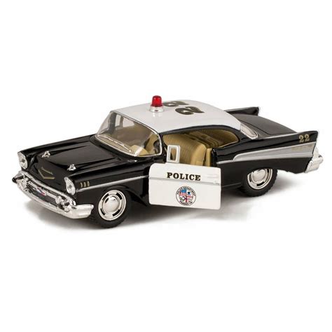 140 5inch Long 1957 Bel Air Die Cast Police Car Toy With Pull Back