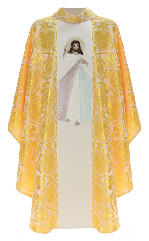 Gothic Chasuble Divine Mercy 478k8g Cream Unlined Liturgical
