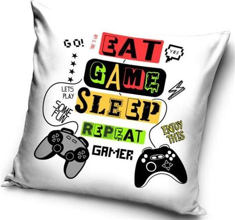 Eat Game Sleep Repeat Gamer Sierkussen Kussen 40 X 40 Cm Inclusief
