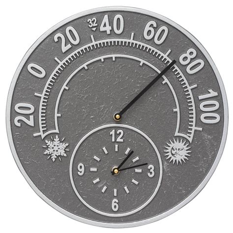Solstice 14 In Indoor Outdoor Wall Clockthermometer Pewtersilver