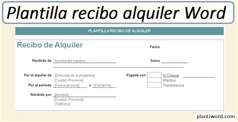Plantilla Recibo Alquiler Word Actualizado January