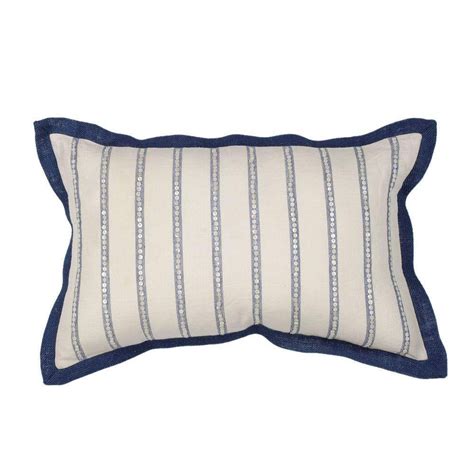 Kas Rugs Simple Stripe Ivorynavy Decorative Pillow Pill16712x20 The