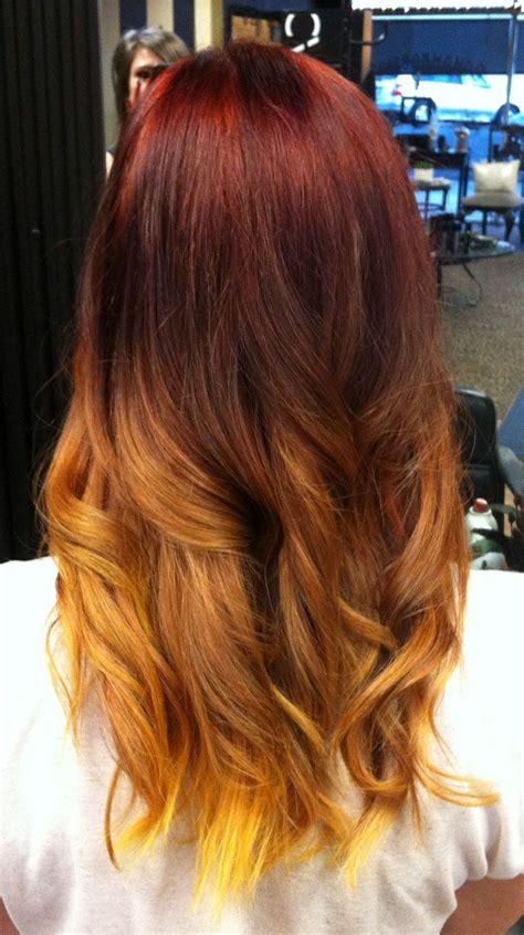 Red Copper Yellow Ombré Fire Hair Fire Hair Long Hair Styles