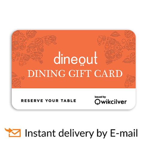 Send a gift card by mail! Dineout E-Gift Card for more than 1700 Restaurants- Rs 1000 - Buy Online on Snapdeal