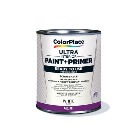 Colorplace Ultra Interior Paint And Primer White Satin 1 Quart