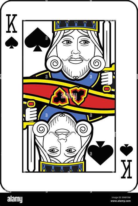 Playing Card King Of Spades Black And White Stock Vec