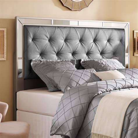 King Size Bed With Mirror Headboard White Faux Leather King Size