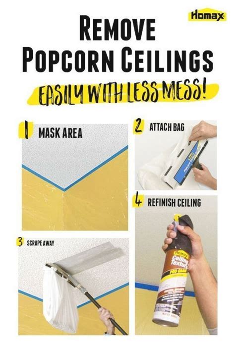 Another potential problem that can make removing a popcorn ceiling much more difficult is if paint has been applied over the texture. Easily Remove Popcorn Ceiling | The Homax Popcorn Ceiling ...