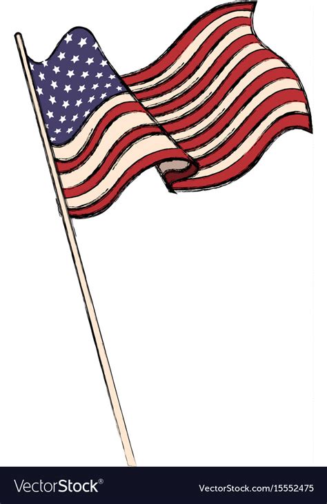United States Of American Flag Waving Emblem Vector Image