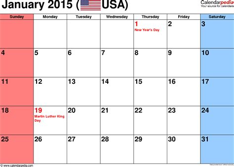 January 2015 Calendars For Word Excel And Pdf