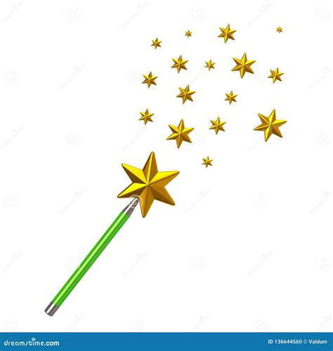 Green Magic Star Wand With Stars 3d Illustration Stock Illustration