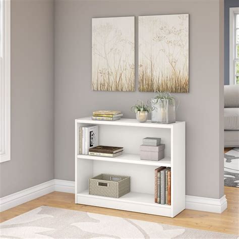 Universal 2 Shelf Bookcase In Pure White Engineered Wood Homesquare