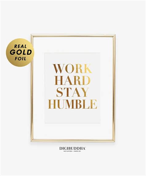 Work Hard Stay Humble Wall Art Modern Typographic Office Wall Quote