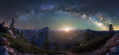 Yosemite National Park The Milky Way Rising Above Yosemite 3000x1405