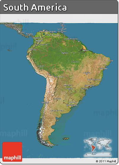 Free Satellite 3d Map Of South America Semi Desaturated Land Only