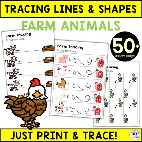 Fun Farm Animals Tracing Lines Worksheets To Excite Your Kids