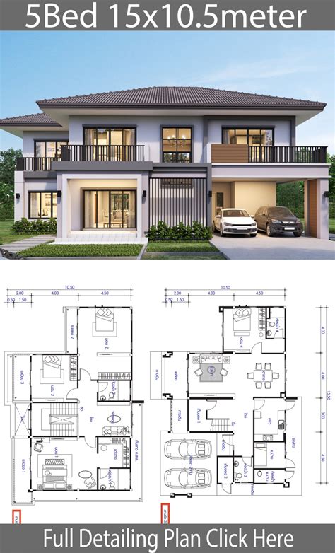 House Design Plan 155x105m With 5 Bedrooms Home Ideas