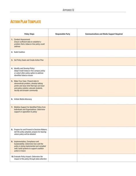 Action Plan Template Free Download Printable Templates