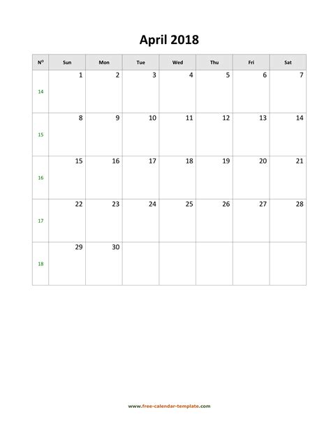 Calendar Template April 2018 Hq Template Documents