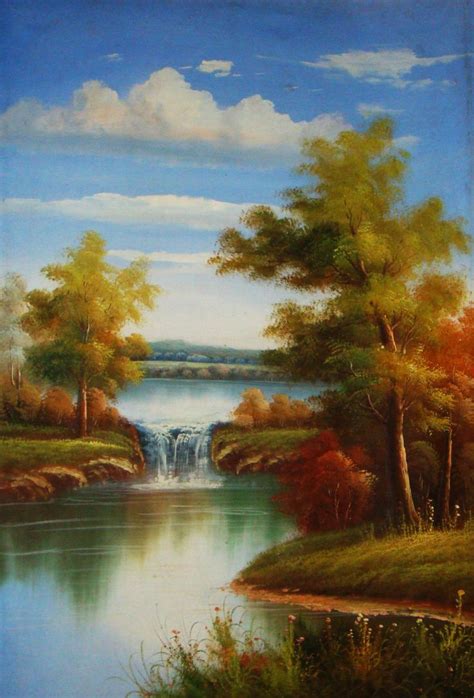 Hand Painted Landscape Oil Painting Stream