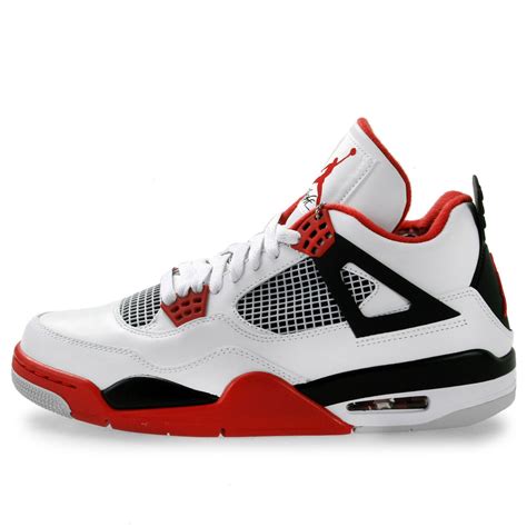 Air Jordan 4 Retro Fire Red Mens 308497 110 White Black Red Shoes Size