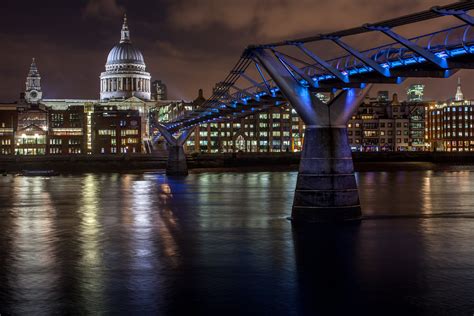 Bridge View During Night London Tate Modern Tamise Hd Wallpaper