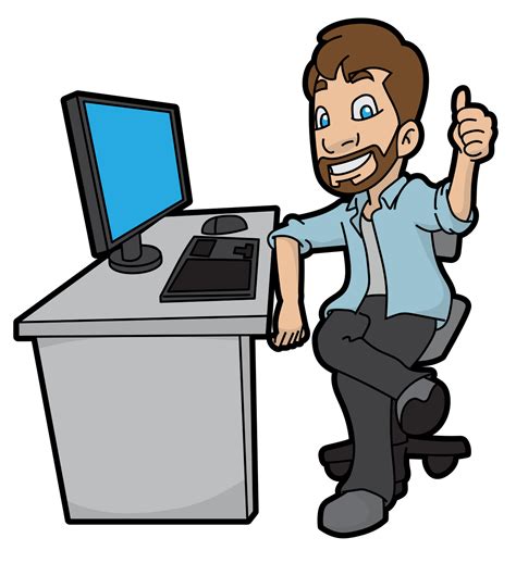 Download 13,891 cartoon man working computer stock illustrations, vectors & clipart for free or amazingly low rates! File:Cartoon Man Approving His New Computer.svg ...