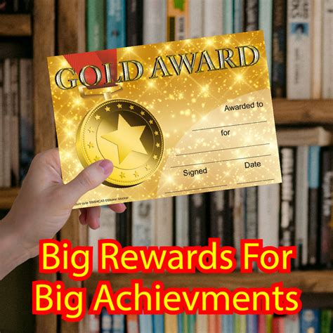 30 Gold Award Certificates A5 Card Sticker Stocker