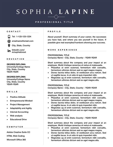Professional Word Editable Resume Template Best Resume Examples