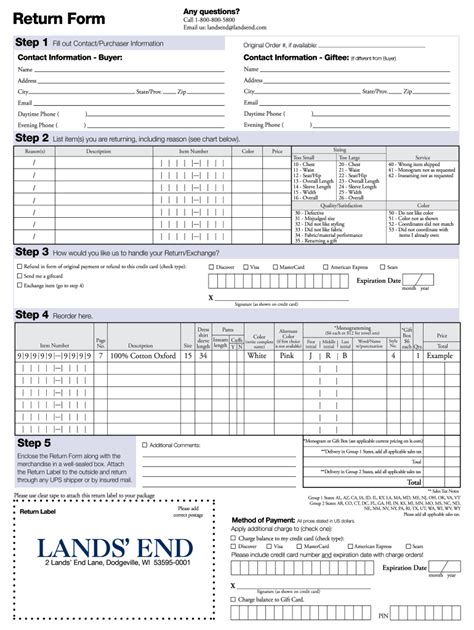 Lands End Return Form Fill And Sign Printable Template Online Us