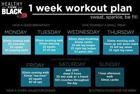 1 Week Workout Plan Weekly Workout Plans Weekly Workout 1 Week Workout