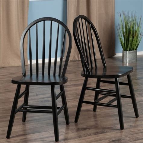 Winsome Windsor Solid Wood Spindle Back Dining Side Chair In Black Set