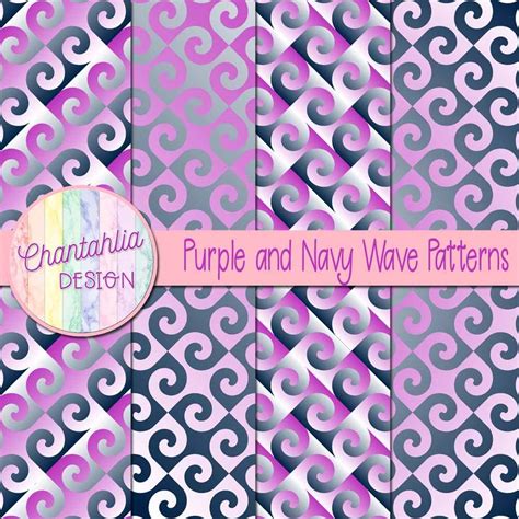 Free Purple And Navy Digital Papers With Wave Designs