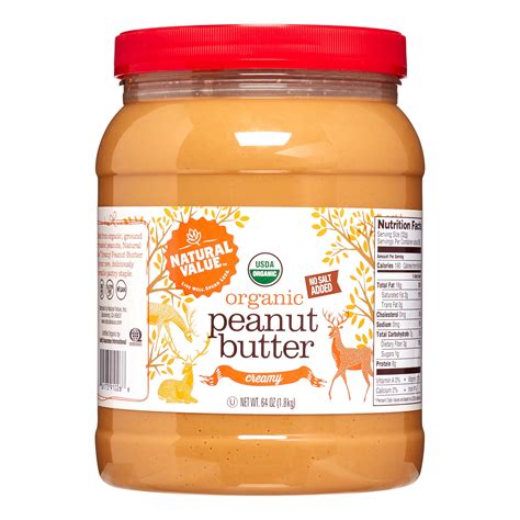 Natural Value Organic Peanut Butter Creamy No Salt Added 64 Oz