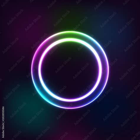 Neon Circle Round Frame With Glowing And Light Electric Bright 3d
