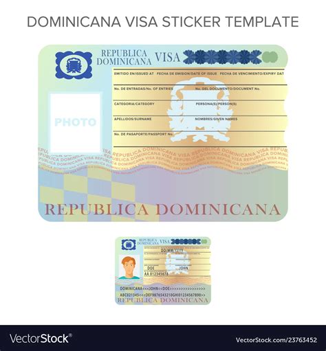 Dominicana International Passport Visa Sticker Vector Image