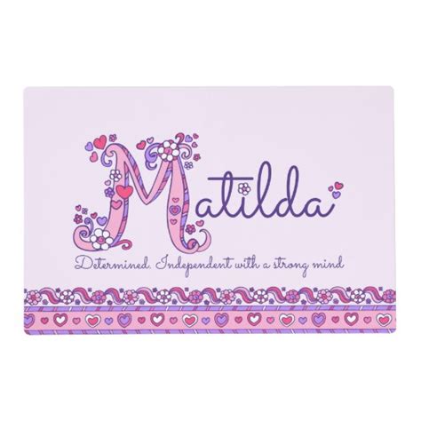Matilda Letter M Name Meaning Doodle Art Placemat