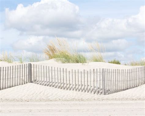 Coastal Beach Art Dune Fence Photograph With Beach Grass And