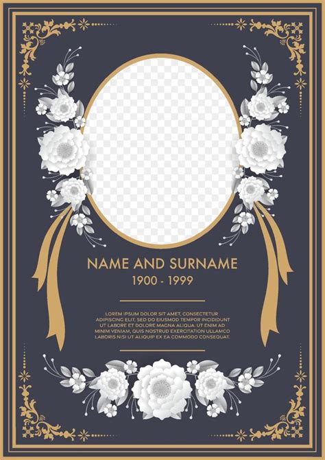 Funeral Card Templates With Flowers Paper Cut 7697052 Vector Art At