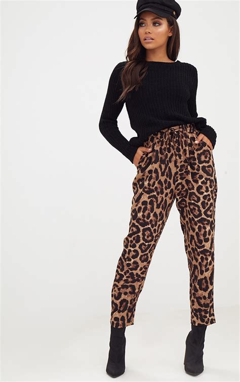 Brown Leopard Print Casual Pant Pants Prettylittlething Aus