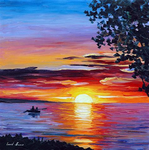 Romantic Sunset — Palette Knife Oil Painting On Canvas By Leonid