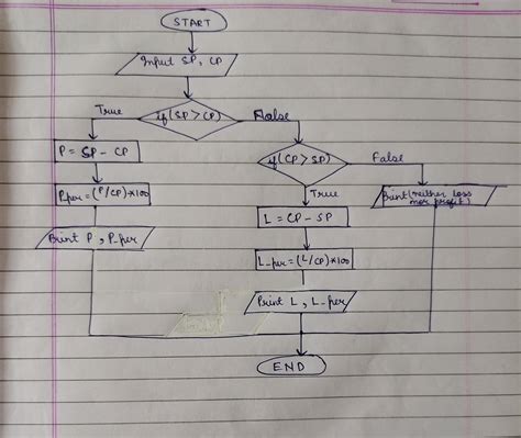 Draw A Flowchart To Take As Input The Cost Price And Selling Price Of