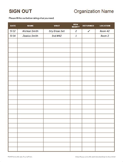 Best Templates Tool Sign Out Sheet Template