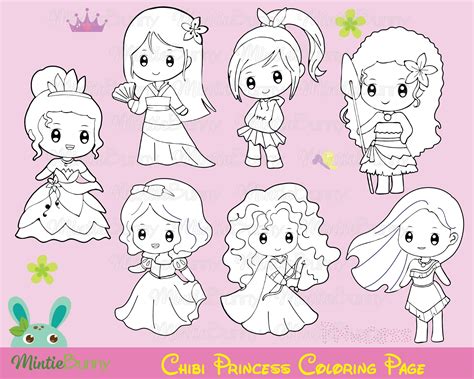 Chibi Disney Princesses Coloring Pages