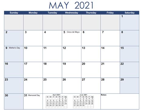 May 2021 Calendar Template Word In 2021 Calendar Template Desk