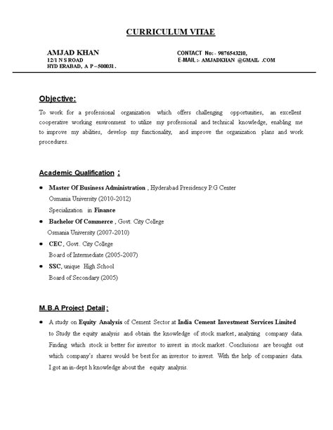 Mba resume sample in pdf. MBA Finance Fresher Resume | Templates at allbusinesstemplates.com