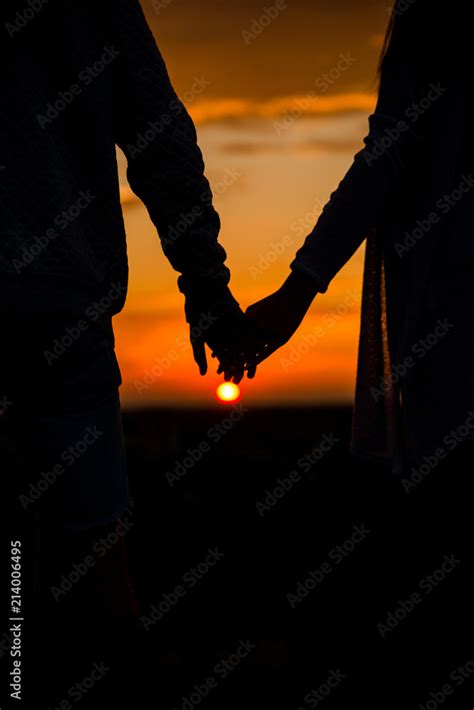 Together Couple Hold Hands Photo At Sunset Hand Silhouette Photo Lover