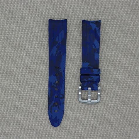 Tempomat 20mm Curved Ended Blue Camo Rubber Strap The Watch Guy Namibia