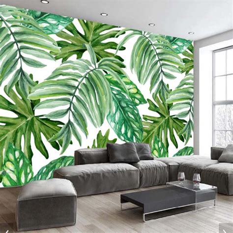 Nordic Tropical Leaves Wallpaper Murals For Living Room Plant Leaf Wall